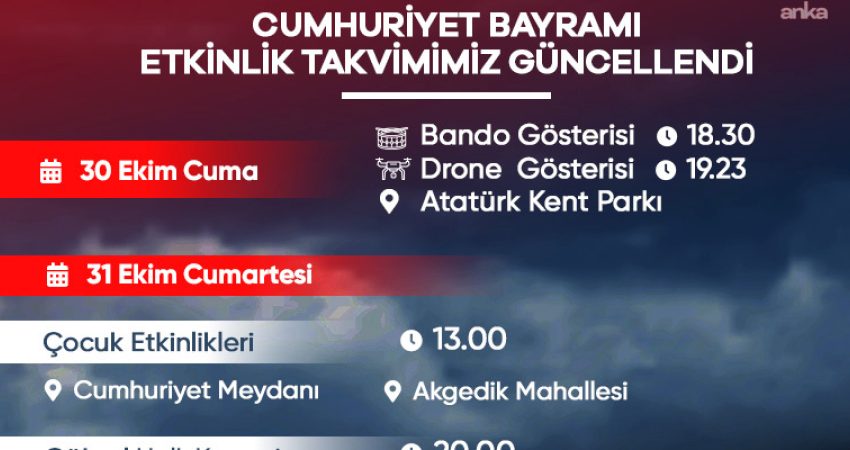Manisa Büyükşehir Belediyesi, Cumhuriyet Bayramı kutlamaları kapsamında kent genelinde düzenlenmesi