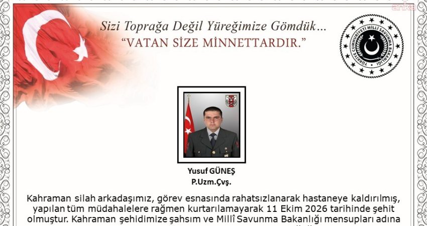 Milli Savunma Bakanlığı'ndan (MSB) yapılan açıklamada, görevi sırasında rahatsızlanan Kara