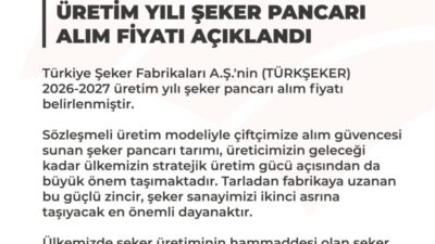 Tarım ve Orman Bakanlığı'ndan yapılan açıklamada, Türkiye Şeker Fabrikaları A.Ş.'nin