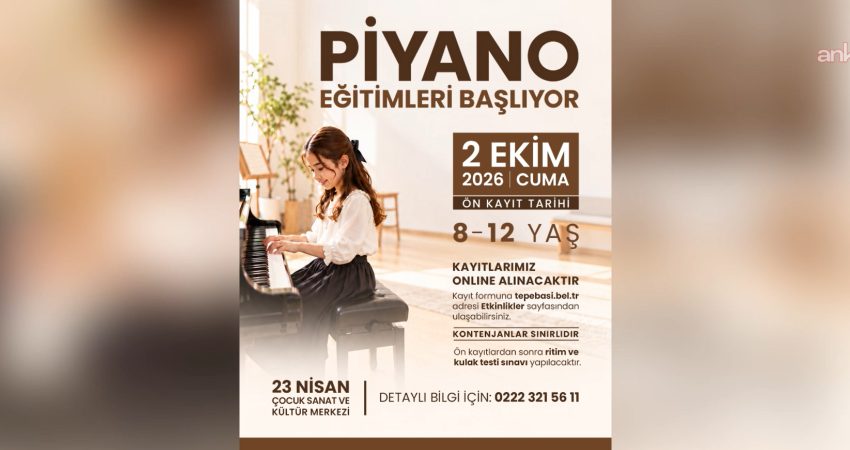Tepebaşı’nda çocuklar için piyano eğitimleri başlıyor Tepebaşı Belediyesi, 8-12 yaş grubundaki çocukların sanatsal gelişimine katkı sunmak
