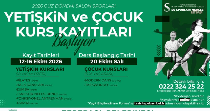 Tepebaşı Belediyesi’nin Mustafa Kemal Atatürk Spor Tesisleri’nde çocuklar ve yetişkinlere